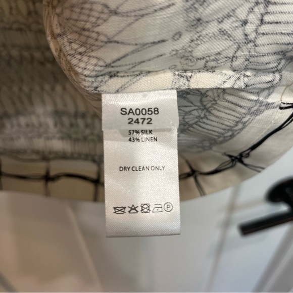 Leo & Sage Printed Silk & Linen 3/4 Length Sleeve Blouse Black & White Size S - Picture 8 of 8